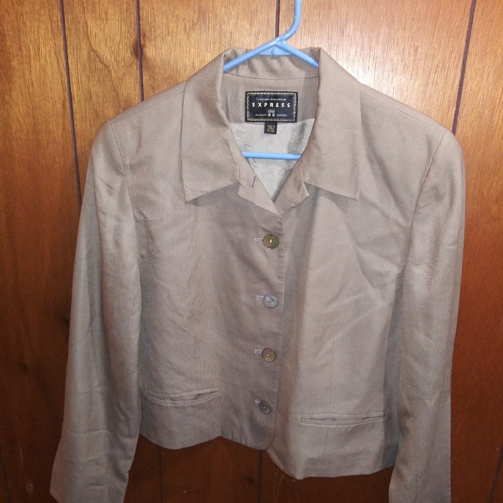 Express silk tan blazer sz 11/12